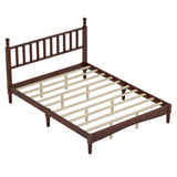 ZNTS Queen Size Wood Platform Bed with Gourd Shaped Headboard,Retro Style Platform Bed with Wooden Slat N733P206242D