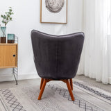 ZNTS Leiria Contemporary Silky Velvet Tufted Accent Chair with Ottoman, Gray T2574P164273