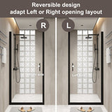 24"x 72" Pivot Shower Door, Matte Black Aluminum Frame, Half Frame ,1/4" Tempered Glass W1675P307040