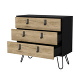 Black and Macadamia 3-Drawer Dresser B062P175199