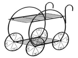 Paint With Handle Cart Shape 2 Layer Plant Stand Black 98903274