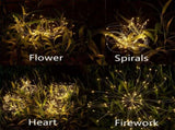 Warm white 6-pack 120 LED 8-mode solar fireworks light, outdoor garden waterproof fireworks light, 62955353