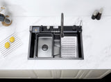 Pull-out Facuet Single Bowl Sink Kitchen Vegetable Sink 304 Whale Waterfall Sink Stainless Steel T3177P286037