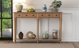 TREXM Retro Console Table with 4 Drawers and Open Shelf, perfect for Entryways, Living Rooms, and N715P202860D