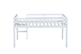 ZNTS Solid Wooden, Rubber Wooden Twin Loft Bed with Ladder, Bed Platform of Strengthened Slats , White W504P190951