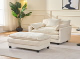 39.4" Modern Accent Chair with Ottoman, Living Room Club Chair Chenille Upholstered Armchair , W3244P392643