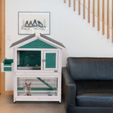 2-Story Wooden Rabbit Hutch Outdoor Indoor Bunny Cage Pull Out Tray,Waterproof Roof W142769995