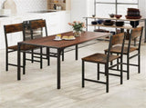 4 PCS Industrial Dining Chairs, 330LBS Capacity Metal Frame Kitchen Side Chairs, Rustic Brown 73246586