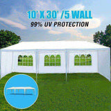 10x30' Wedding Party Canopy Tent Outdoor Gazebo with 5 Removable Sidewalls W1205137302