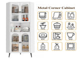 70.87'' Corner Cabinet, Metal Storage Cabinet with Doors and Adjustable Shelves, Corner Organizer W3387P499390