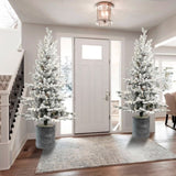 Artificial 4.5ft decorated flocking basin tree with 720 PE/PVC Mixed Branch Tips, Pine cone *19, 62960434