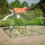 ZNTS Large Chicken Coop Metal Chicken Run with Waterproof and Anti-UV Cover, Dome Shaped Walk-in Fence W2505P194437