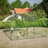 ZNTS Large Chicken Coop Metal Chicken Run with Waterproof and Anti-UV Cover, Dome Shaped Walk-in Fence W1212111287
