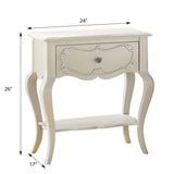 Pearl White 1-Drawer Nightstand with Shelf B062P209006