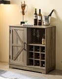 Wine Bar Cabinet for Liquor and Glasses, Farmhouse Coffee Bar, Cabinet with Wine Rack Barn Door W1758P210362
