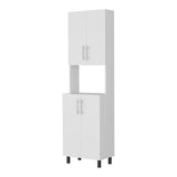White Double Cabinet Kitchen Pantry with Open Storage B062P290273