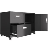 ZNTS Metal Office Cabinet with 2 Drawers & Adjustable Shelves, Mobile Lateral Filing Cabinet with Lock 73468898