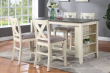 Modern Casual 1pc Counter Height High Table w Storage Shelves Wooden Kitchen Breakfast Table B01164100