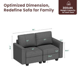 Modular Sectional Sofa with Storage Seat Upgrade Convertible Sofa Couch for Living Room/Deep 27'' B2716P236648