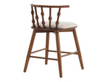 Doria Indoor Wooden Barstool, Walnut Finish With Beige Upholstery, Set of 2 N775P299416W