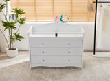 White 3-Tier Drawer Baby Cot with Safety Guard 90.5x58x92cm Wooden Baby Bed & Storage Combo 88025463