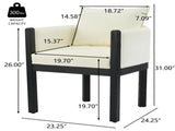 Linen Upholstered Armchair with Black Rubber Wood Legs in White N768P305168B