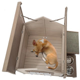 ZNTS Outdoor fir wood dog house with an open roof ideal for small to medium dogs. With storage box, 70363091