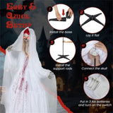 7.2ft Life-Size Animated Halloween Bride Prop - Bloodstained Dress, Sound-Activated 88150321