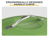 5QT Round Enameled Cast Iron Pot with Stainless Steel Handle Green Gradient 09898673