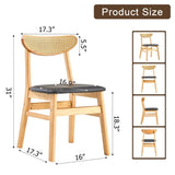 Cozy Natural Wood Color Rubberwood Dining Chair Set - 2 Pieces, Solid Wood and Rattan-Style Design, W1512P355738