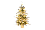 ZNTS 4 FT Snow Flocked Pre-lit Artificial Christmas Tree with Metal Pot Stand, Hinged Xmas Fir Tree with 98414493