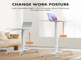Small Mobile Desk Adjustable Height Laptop Desk with Lockable Wheels, White 30911405