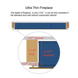 50 inch recessed ultra thin tempered glass front wall mounted electric fireplace with remote and W1769103305
