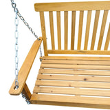 Front Porch Swing with Armrests, Wood Bench Swing with Hanging Chains,for Outdoor Patio ,Garden W49543723