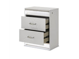 Glam Modern 2-Drawer Nightstand with Crystal Accents, LED Lighting and White Lacquer Finish G150108644