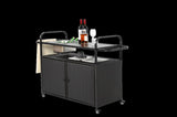 Outdoor Bar Table, Wicker Bar Cart with Cabinet, Patio Serving Cart with steel Top, with one ice W640P253277