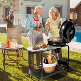 ZNTS Portable Charcoal Grill with Cart, BBQ Charcoal Grill with Porcelain-Enameled Lid & Slide Out Ash 02203572