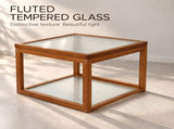 Small Square Coffee, Coffee with Storage - 2-Tier Real Bamboo & Fluted Glass Coffee W2641P566264