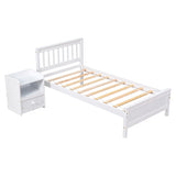 Twin Bed with Headboard and Footboard for Kids, Teens, Adults,with a Nightstand,Wite W50459230