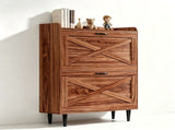 2-Drawer Top Enclosure Barn Door Shoe Cabinet Melamine Board Embossed MDF Shoe Cabinet 74614611