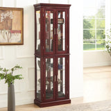 Curio Cabinet Lighted Curio Diapaly Cabinet with Adjustable Shelves and Mirrored Back Panel, W1693P154579