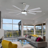 72 in Integrated LED Brushed Nickel Smart Ceiling Fan with Remote Control W1367139017