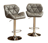 ZNTS Glasgow Contemporary Tufted Adjustable Height Hidraulic Bar Stools, Set of 2, Grey T2574P164866