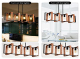 4-Light Kitchen Island Lights Pendant Light Farmhouse Dining Room Light Fixture, Rustic Wood and W1592P233389
