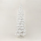 ZNTS 7.5FT White Slim Artificial Christmas Tree Includes Foldable Metal Stand 03440975