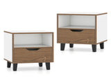 2-Pack Color Blocking Nightstands - 3-Tier Storage , Unique Wood Grain 08509714
