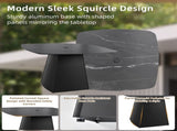 Modern 44" Rounded Square Outdoor Pedestal Dining Table, Black Sintered Stone Top, Flared Pyramid W1886P310020
