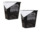Slim Swiss Cross Cut-Outs Tapered Laundry Hampers with Lid, Plastic, Set of 2, Black 69600503