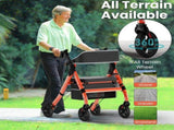 Foldable Rollator Walkers with Seat for Seniors, 450 lb Capacity, 8" Wheels, 18" Big Seat, 61195404
