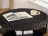 30.9"Wide Upholstered Round Ottoman Coffee Table Foot Rest with Black Metal Legs, Footstool with W3098P296974